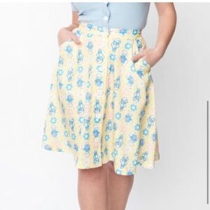 Unique vintage Smurf circle skirt with flower buttons size 2x